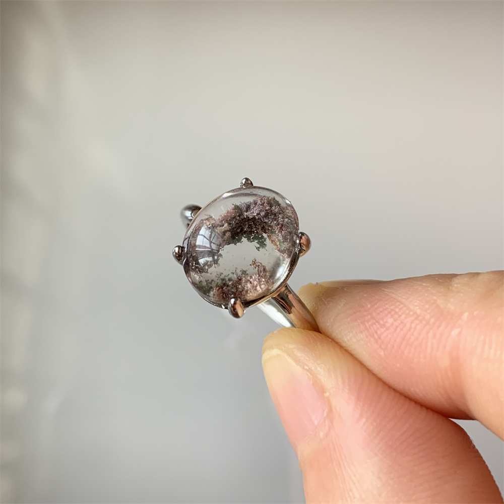 Pilates Ring Magic - Natural Lodolite Quartz Women Rings Garden
