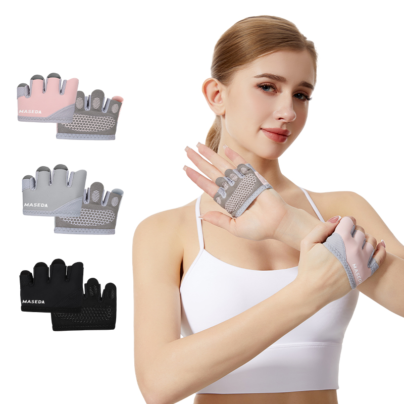 Pilates Yoga Origin - Pair of Fitness Fingerless Gloves: Anti-Blister