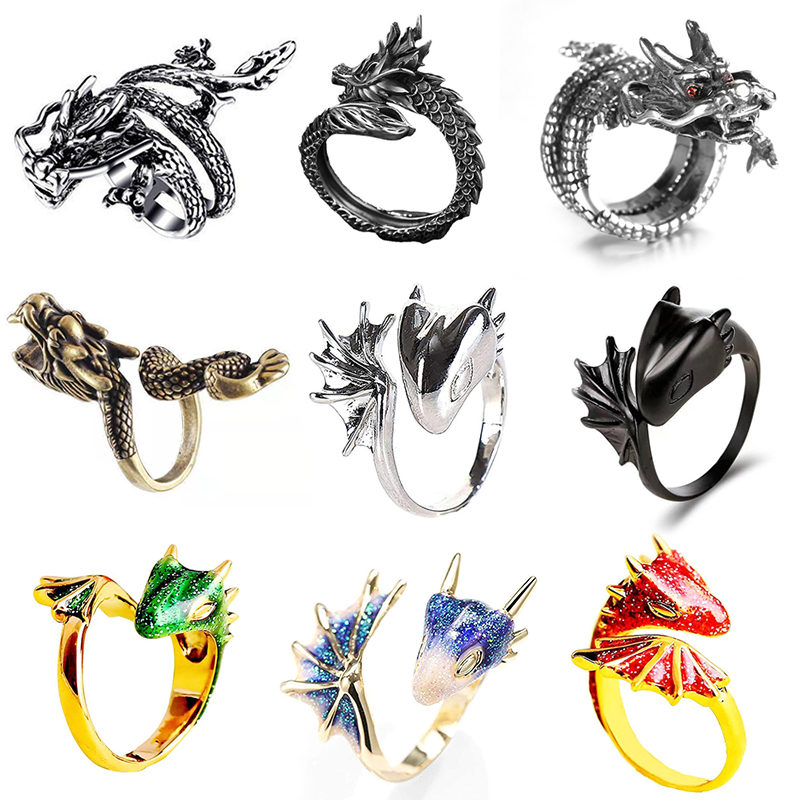 Pilates Ring Magic - Jisensp Gothic Punk Dragon Ring Men