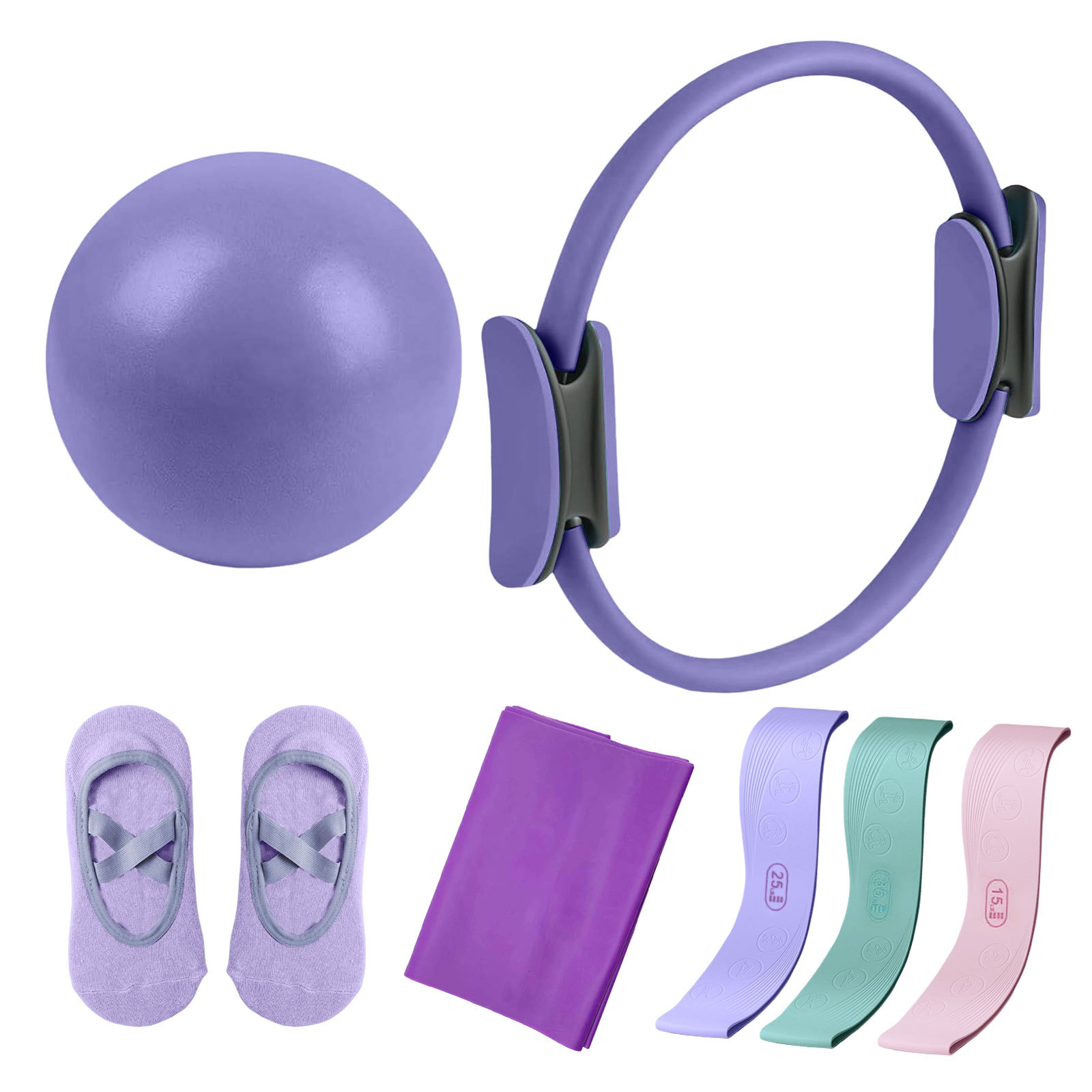 Pilates Yoga Combined - Pilates Circle Resistance Bands Seven Piece